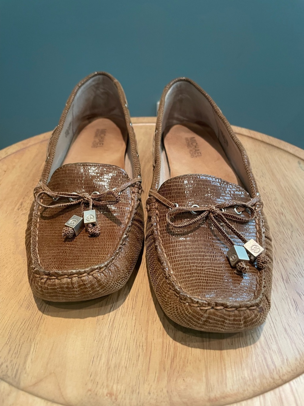 Michael Kors Lizard-Embossed Leather Driving Moccasins